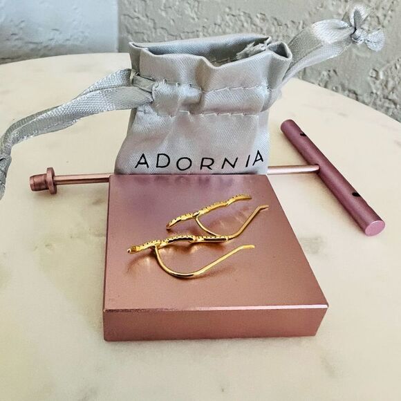 ADORNIA Swarovski Crystal Climber Earrings,‎ Diamonds, Gold, NWT - Picture 9 of 11